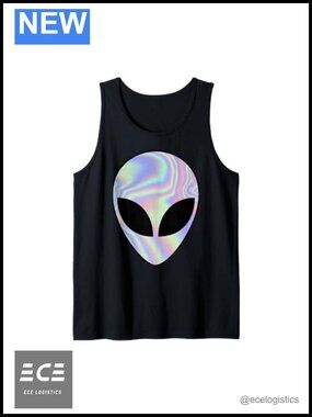 Alien Head Graphic Rave Tank Top UFO Believe Sleeveless Tee